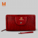 Hingare Alligator Pattern Red Genuine Leather Hand Purse